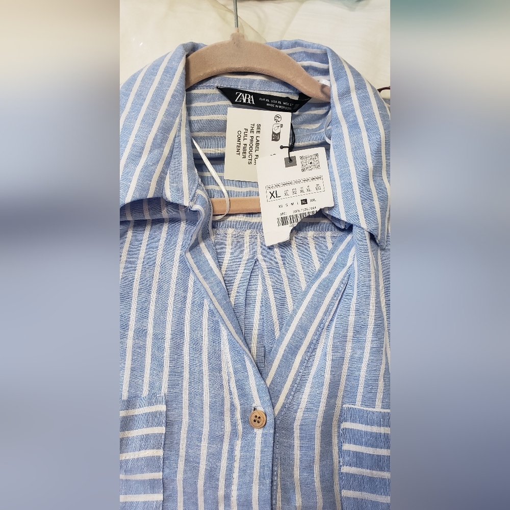Zara Light Blue and White Striped Dress - Picture 7 of 8